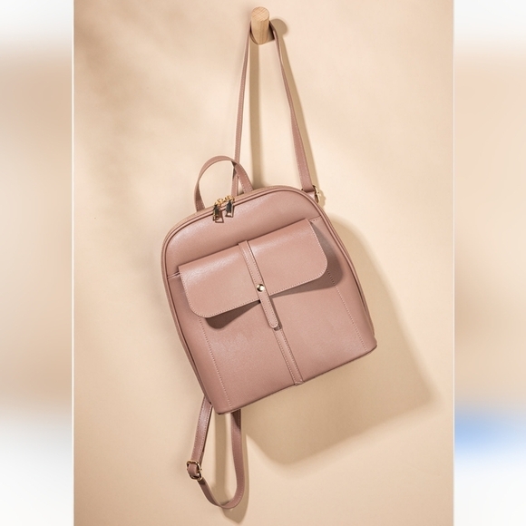Miztique Chloe Blush Pink Taupe Backpack NWOT VEGAN Leather main image 8